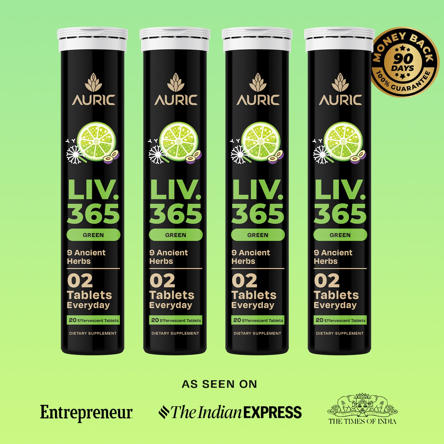 Liv 365 Green Effervescent Tablet | Supports overall wellbeing and normal body functions | Made with premium herbal extracts | Drop - Fizz - Drink