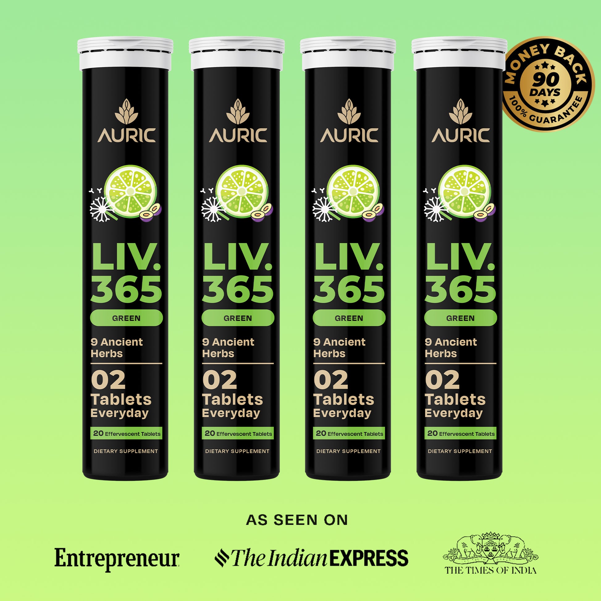 Liv 365 Green Effervescent Tablet | Supports overall wellbeing and normal body functions | Made with premium herbal extracts | Drop - Fizz - Drink