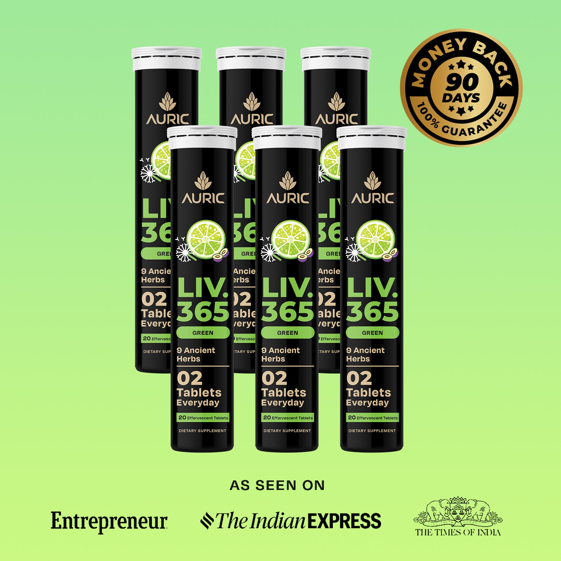 Liv 365 Green Effervescent Tablet | Supports overall wellbeing and normal body functions | Made with premium herbal extracts | Drop - Fizz - Drink
