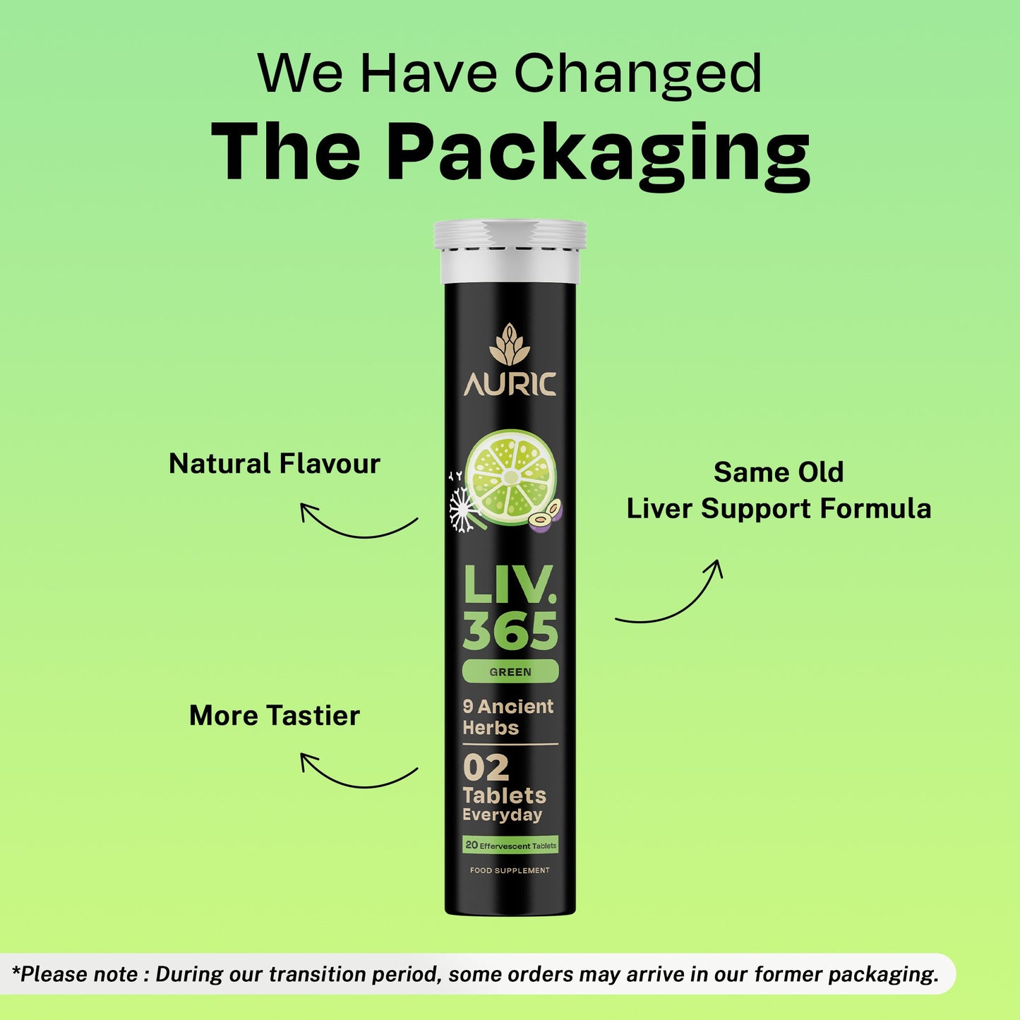 Herbal Liver Support Supplement | Advanced formula with Milk Thistle and 9 Herbs | Drop - Fizz - Detox | Lime Flavour - auric