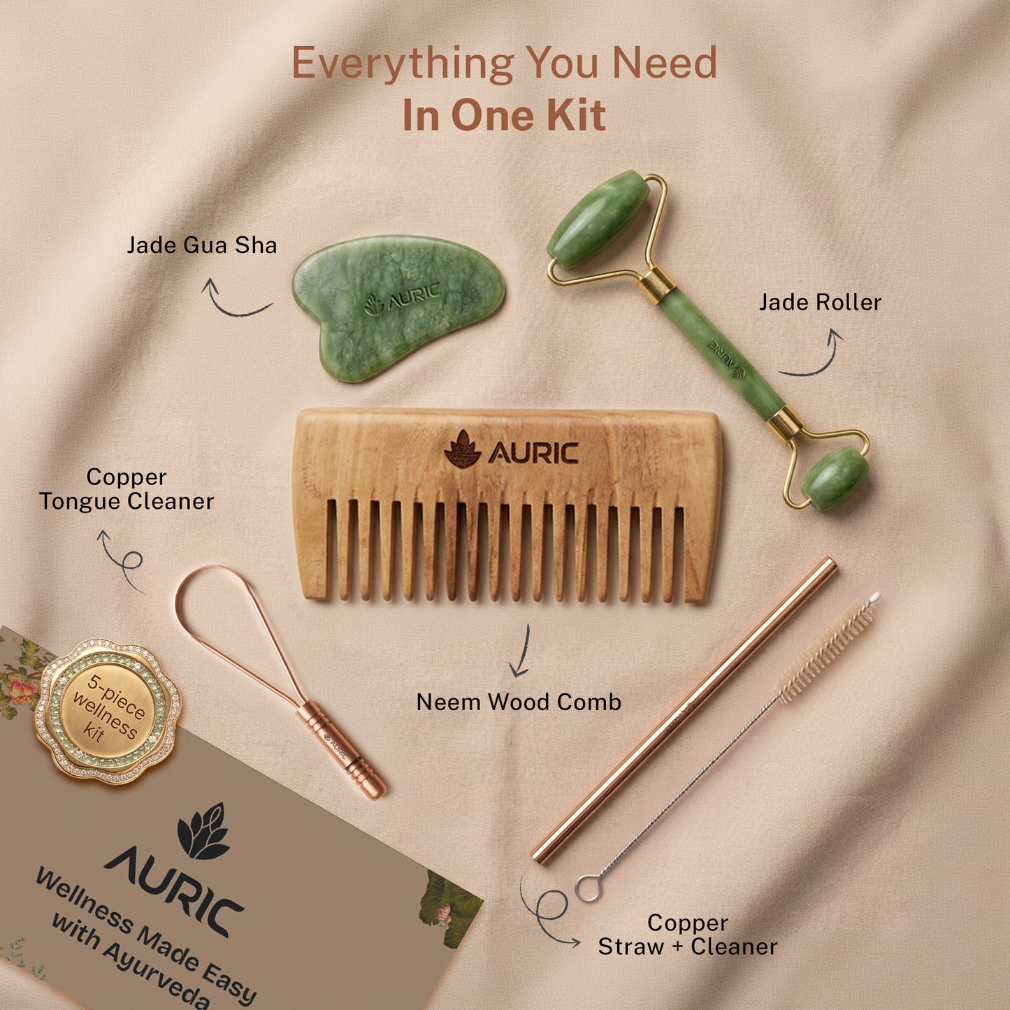 Auric Flow Wellness Kit - Daily Ayurvedic Self-Care Ritual Set