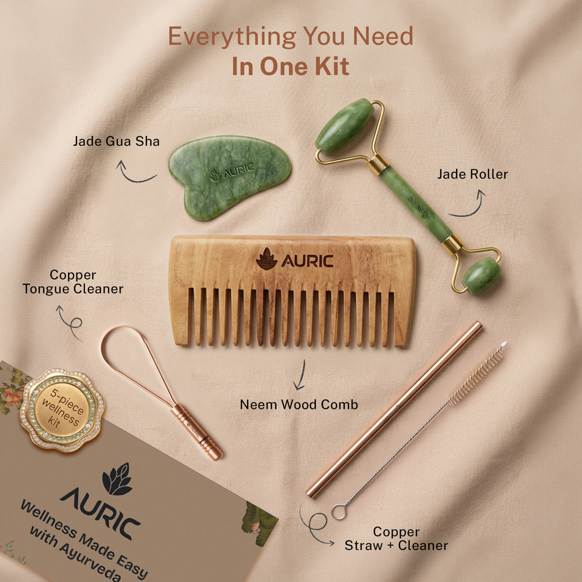Auric Flow Wellness Kit - Daily Ayurvedic Self-Care Ritual Set