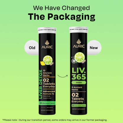 Liv 365 Green Effervescent Tablet | Supports overall wellbeing and normal body functions | Made with premium herbal extracts | Drop - Fizz - Drink