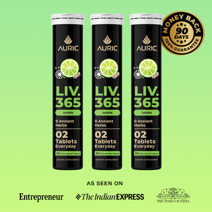 Liv 365 Green Effervescent Tablet | Supports overall wellbeing and normal body functions | Made with premium herbal extracts | Drop - Fizz - Drink