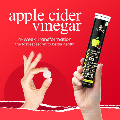 Apple Cider Vinegar Effervescent Tablets with Vitamins - Drop Fizz & Drink - auric
