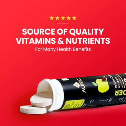 Apple Cider Vinegar Effervescent Tablets with Vitamins - Drop Fizz & Drink - auric