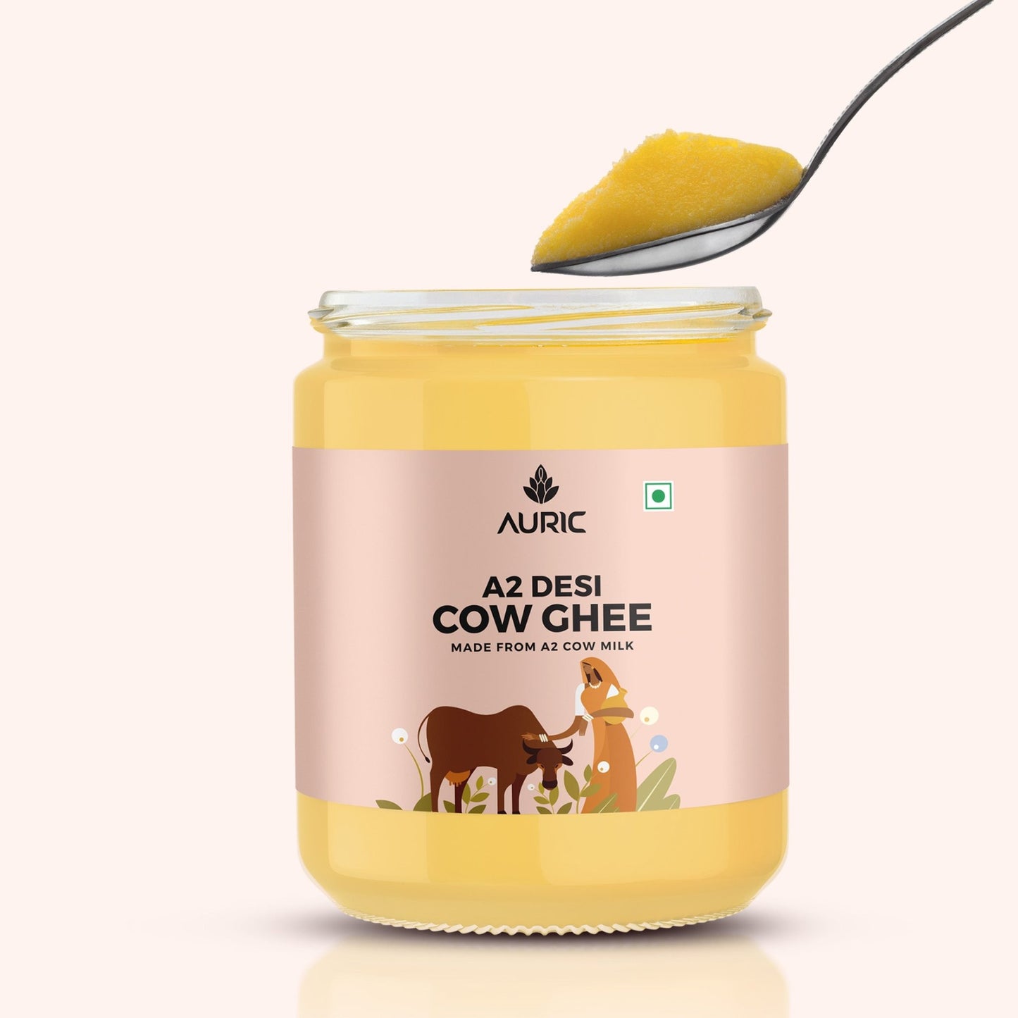 Auric A2 Ghee : Grass - Fed Ghee, Keto, Pasture Raised, Lactose and Casein Free, Certified Paleo - from the land of Lord Krishna - auric