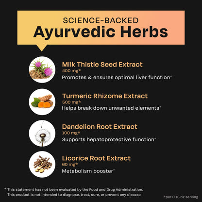 Herbal Liv 365 Supplement | Advanced formula with Milk Thistle and 6 Herbs | Drop - Fizz - Detox - auric
