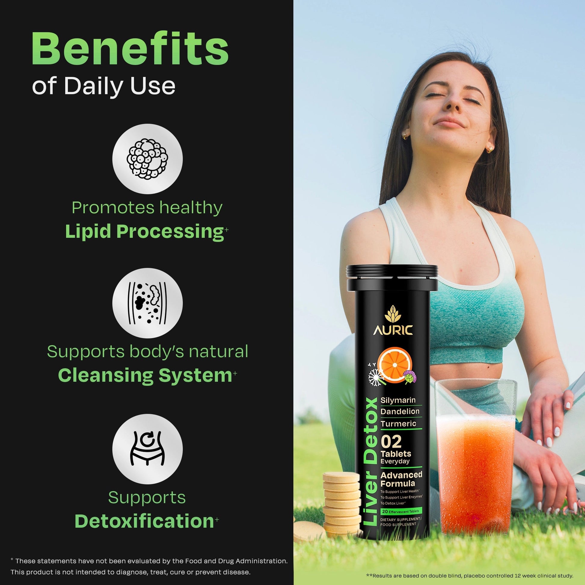 Herbal Liver Support Supplement | Advanced formula with Milk Thistle and 9 Herbs | Drop - Fizz - Detox - auric
