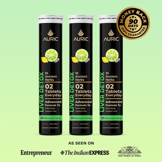 Herbal Liver Support Supplement | Advanced formula with Milk Thistle and 9 Herbs | Drop - Fizz - Detox | Lime Flavour - auric