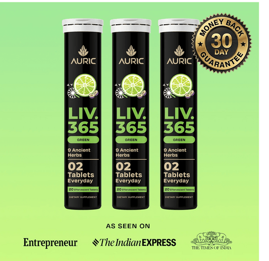 Herbal Liver Support Supplement | Advanced formula with Milk Thistle and 9 Herbs | Drop - Fizz - Detox | Lime Flavour - auric