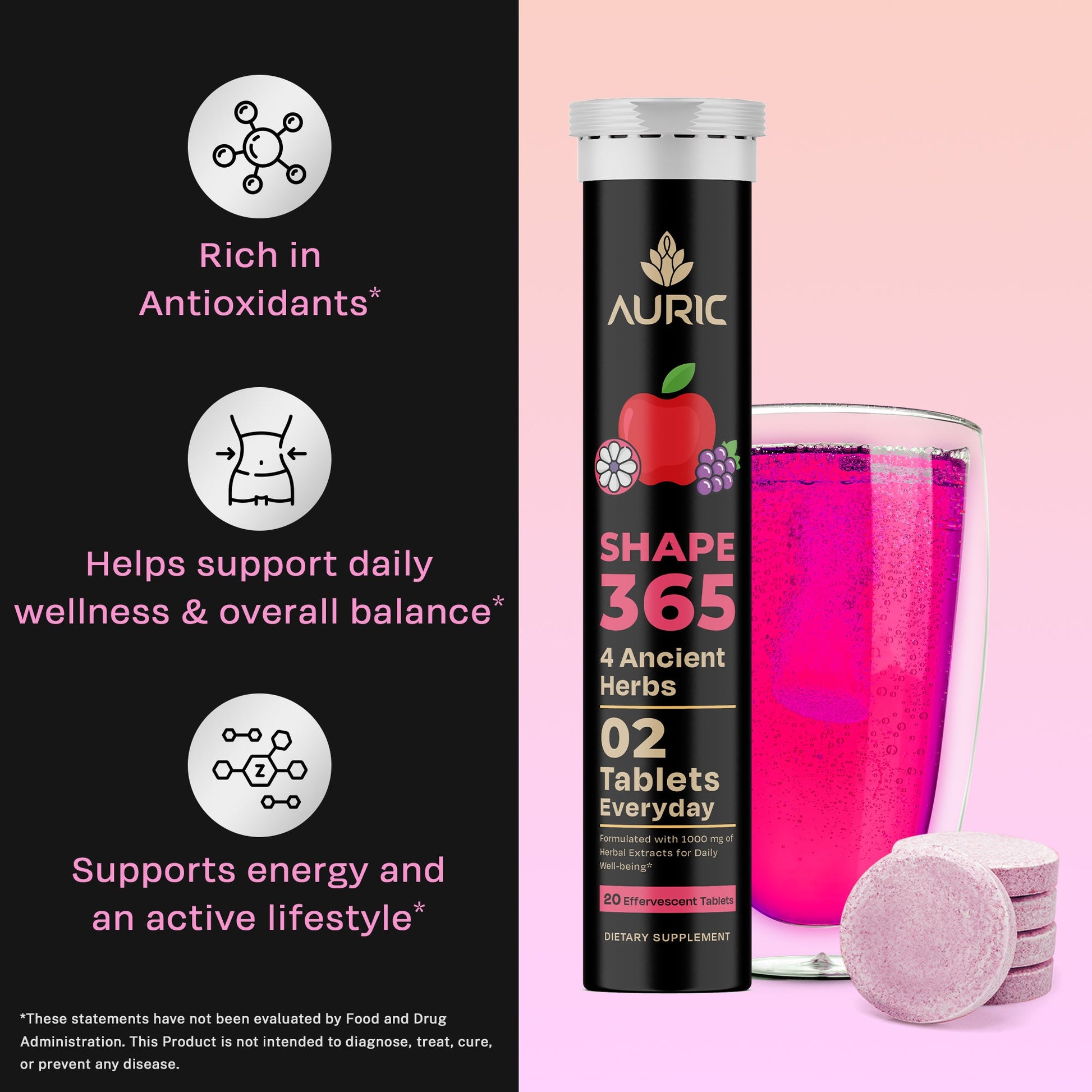 Shape 365 Effervescent Tablet | Drop - Fizz - Transform - auric